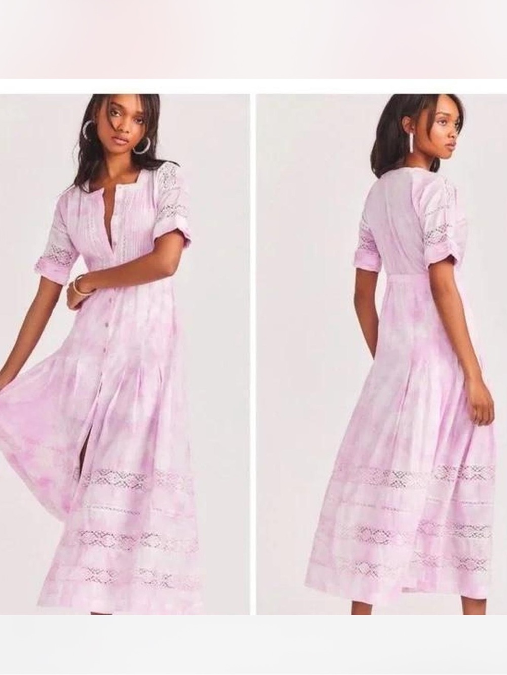 LoveChackFancy pink tiedye Edie cotton midi dress.